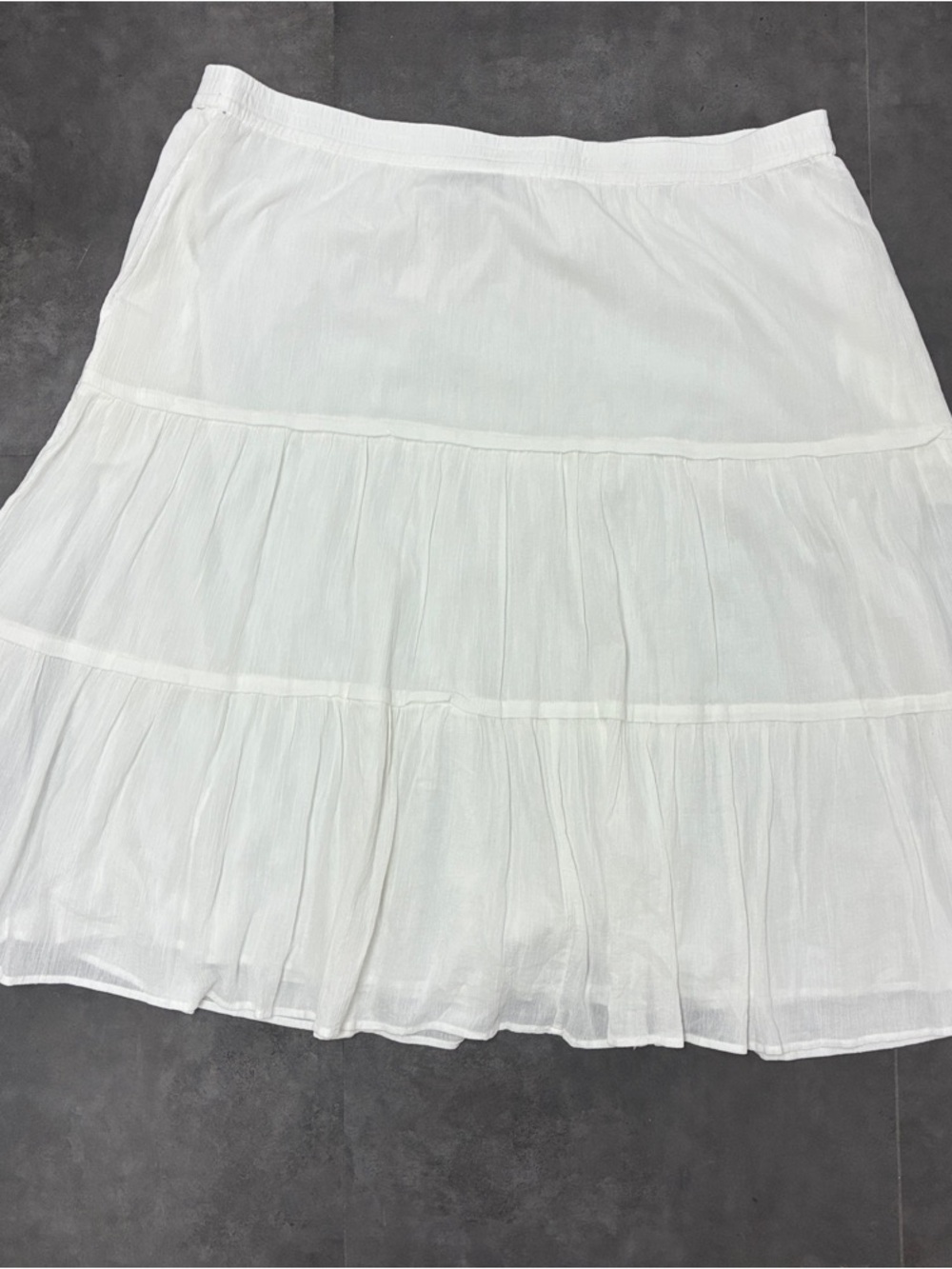 Talbots White Tiered A-Line Midi Gypsy Skirt with Pockets